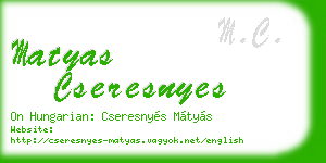 matyas cseresnyes business card